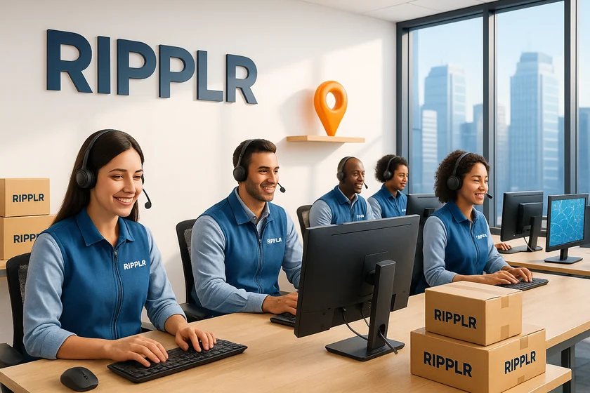 A Ripplr support agent at a desk, taking enquiries from brands across India