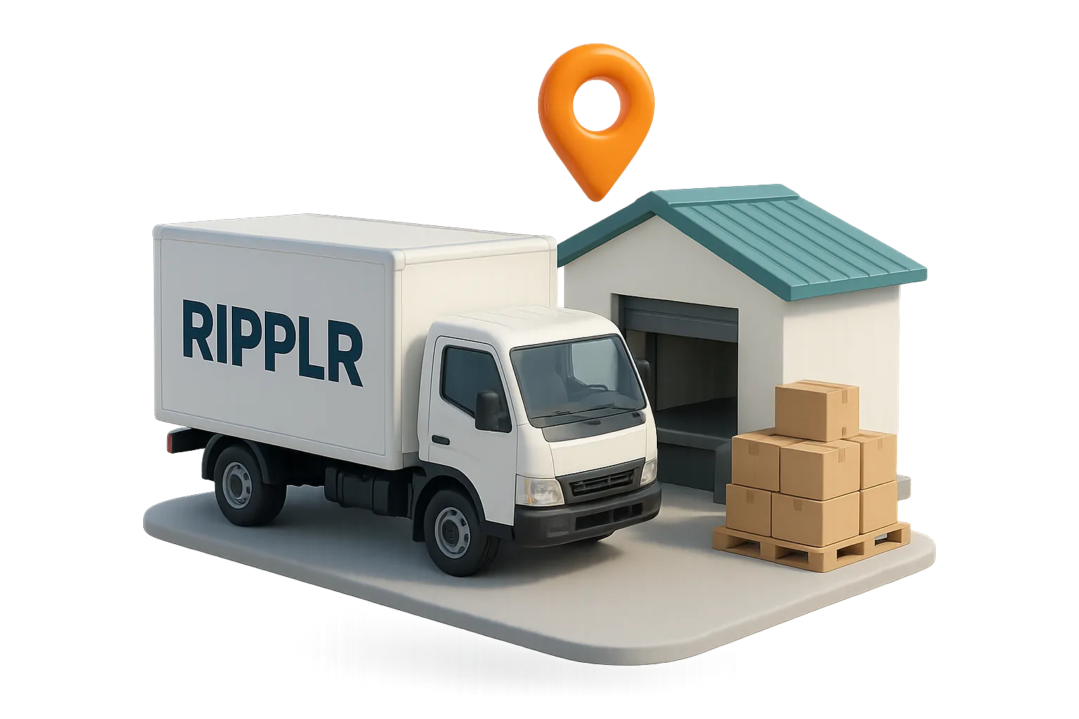 Ripplr delivery truck at a warehouse dock